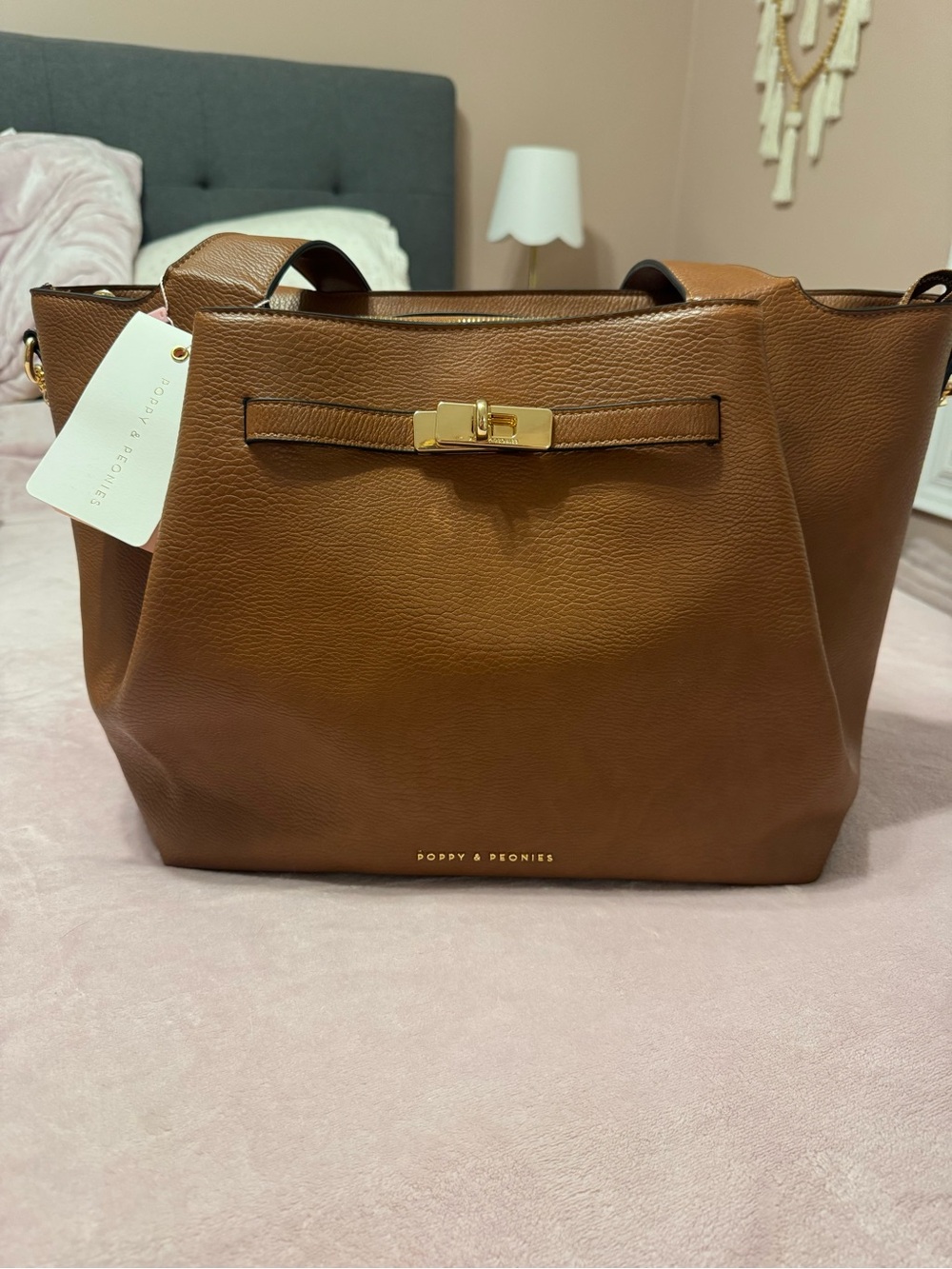 Poppy & Peonies Anniversary Poppy Tote, chestnut